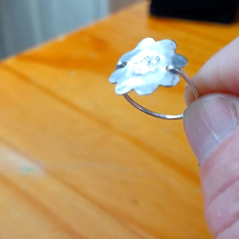 Sterling Silver 925 Hand Crafted Flower Ring Sz 7.25